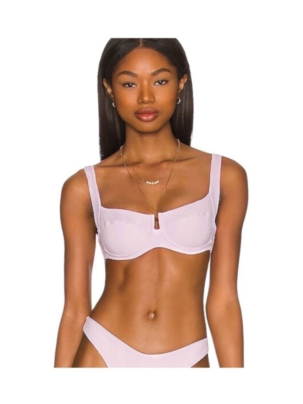 L*Space Pointelle Rib Camellia Bikini Top Peony NWT